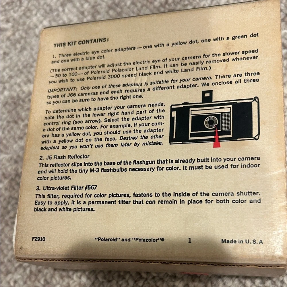 Polaroid Color Adapter Kit #660 Box - Cream, Black & Red Accents